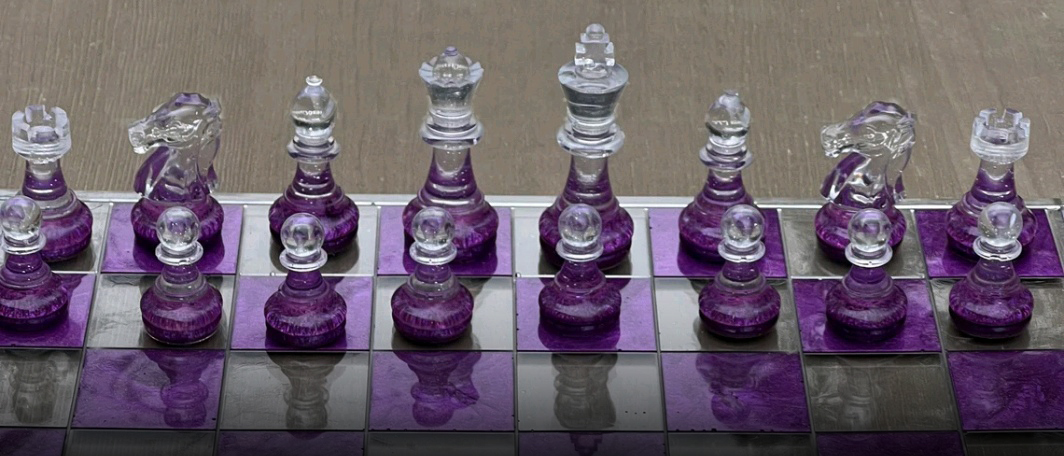 échiquier violet & blanc diamant